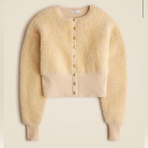 J. Crew Fitted Waist Cardigan in Fuzzy Yarn size Medium in Sand